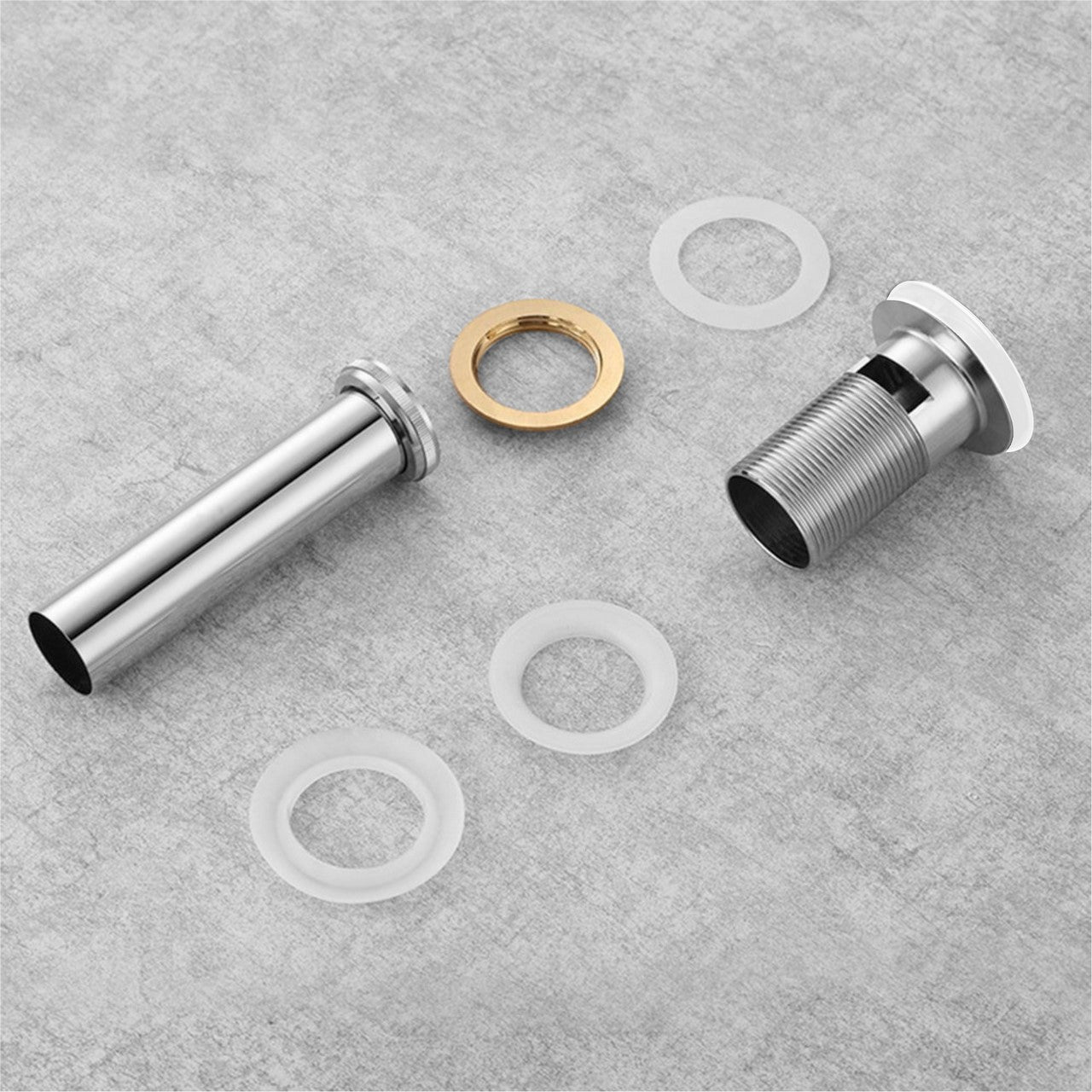 Kubebath Solid Brass Construction Pop-Up Drain White Finish W/ Overflow