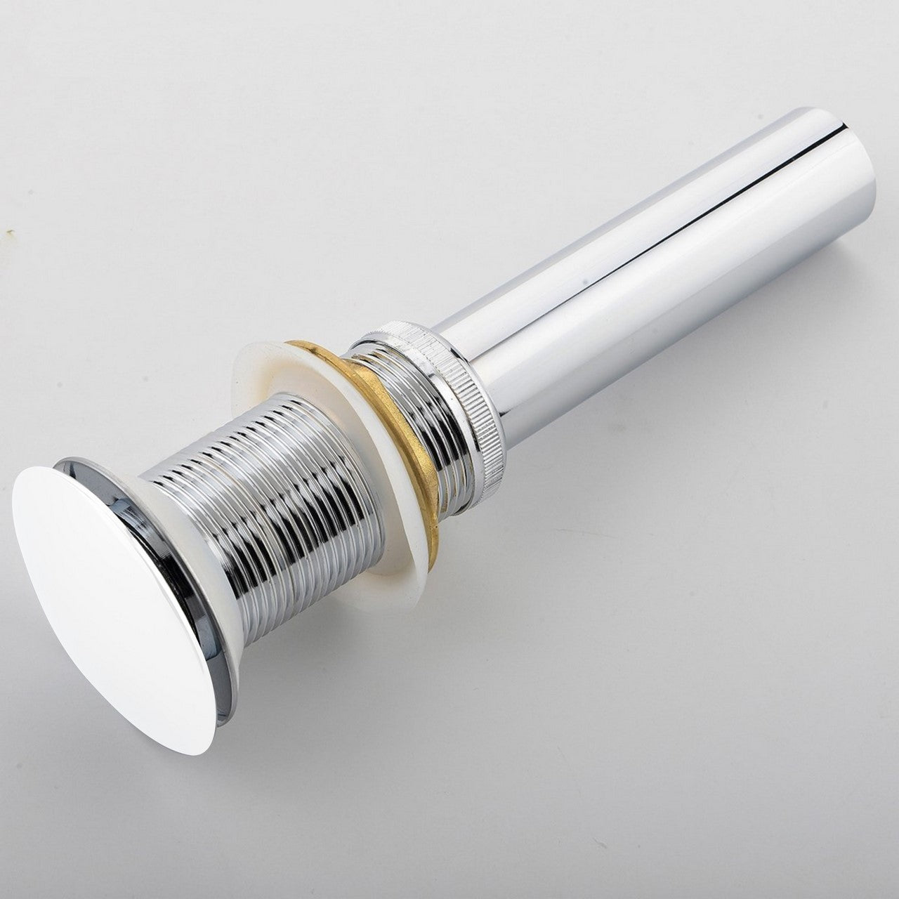Kubebath Solid Brass Construction Pop-Up Drain White Finish No Overflow