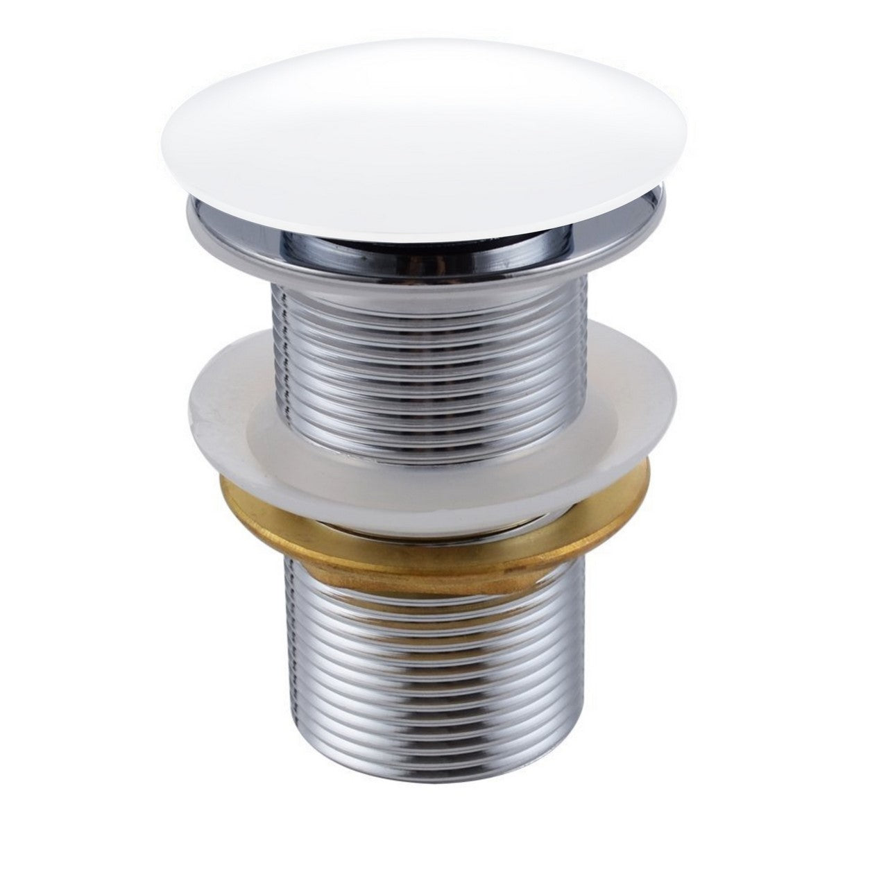 Kubebath Solid Brass Construction Pop-Up Drain White Finish No Overflow