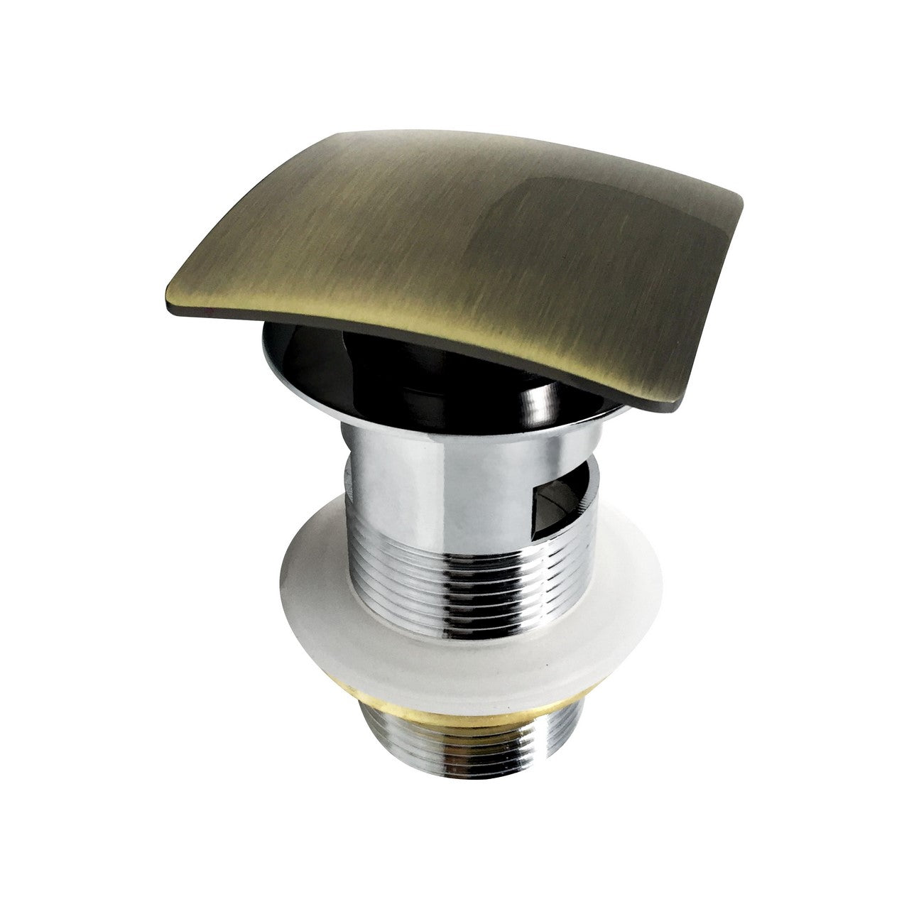 Kubebath Solid Brass Square Pop-Up Drain Gold Bronze Finish W/ Overflow