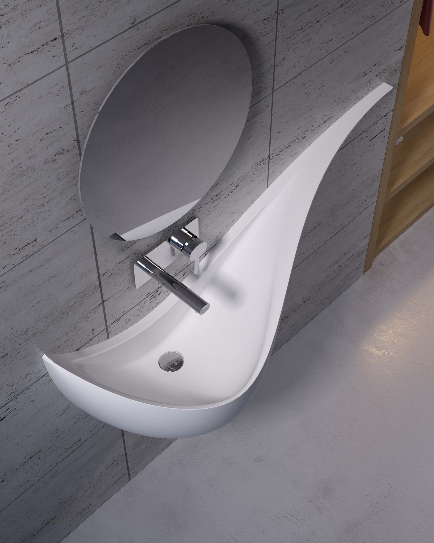 KENZO 52'' Wall Mount Pedestal Sink Matte White