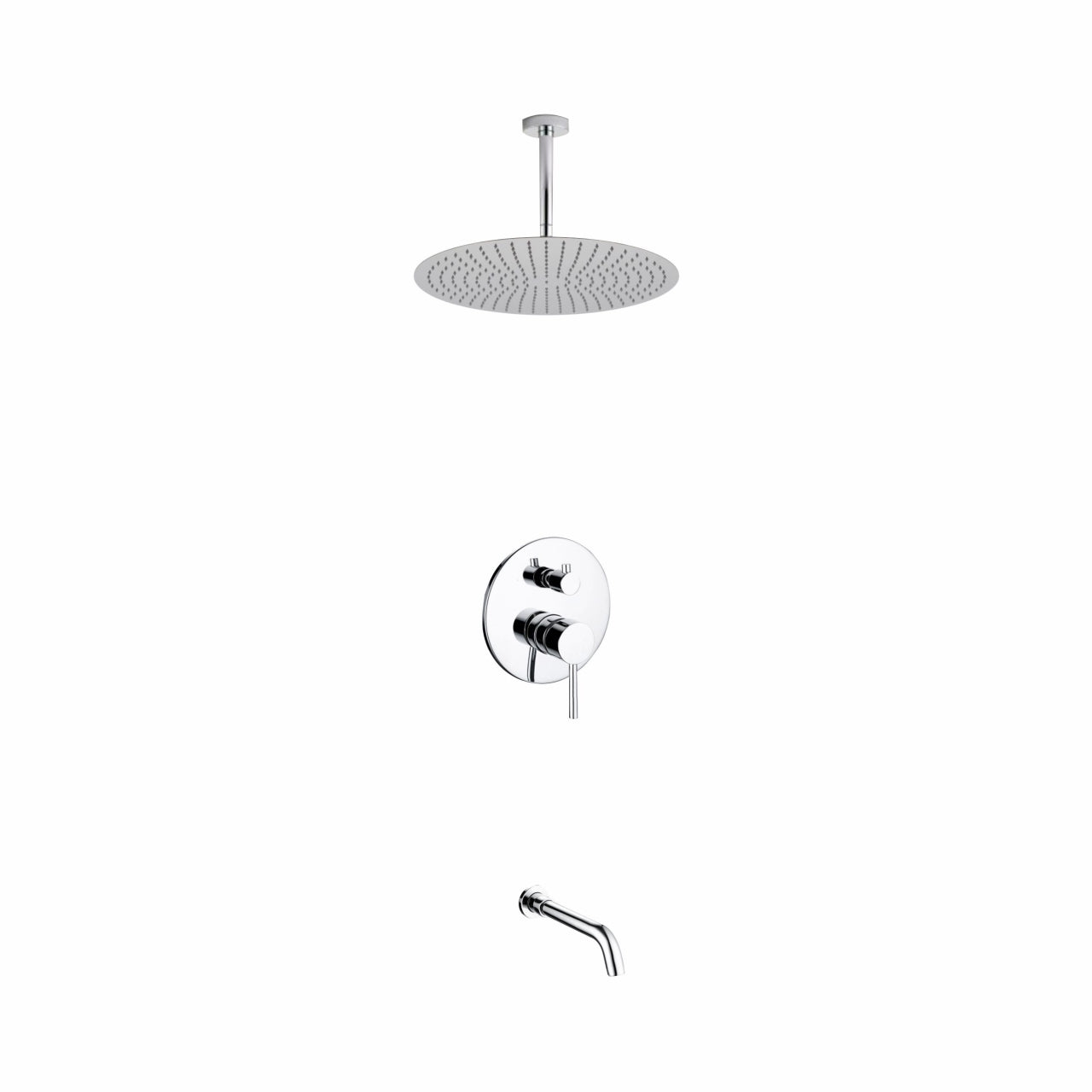 Aqua Rondo Shower Set w/ Ceiling Mount 20" Rain Shower and Tub Filler