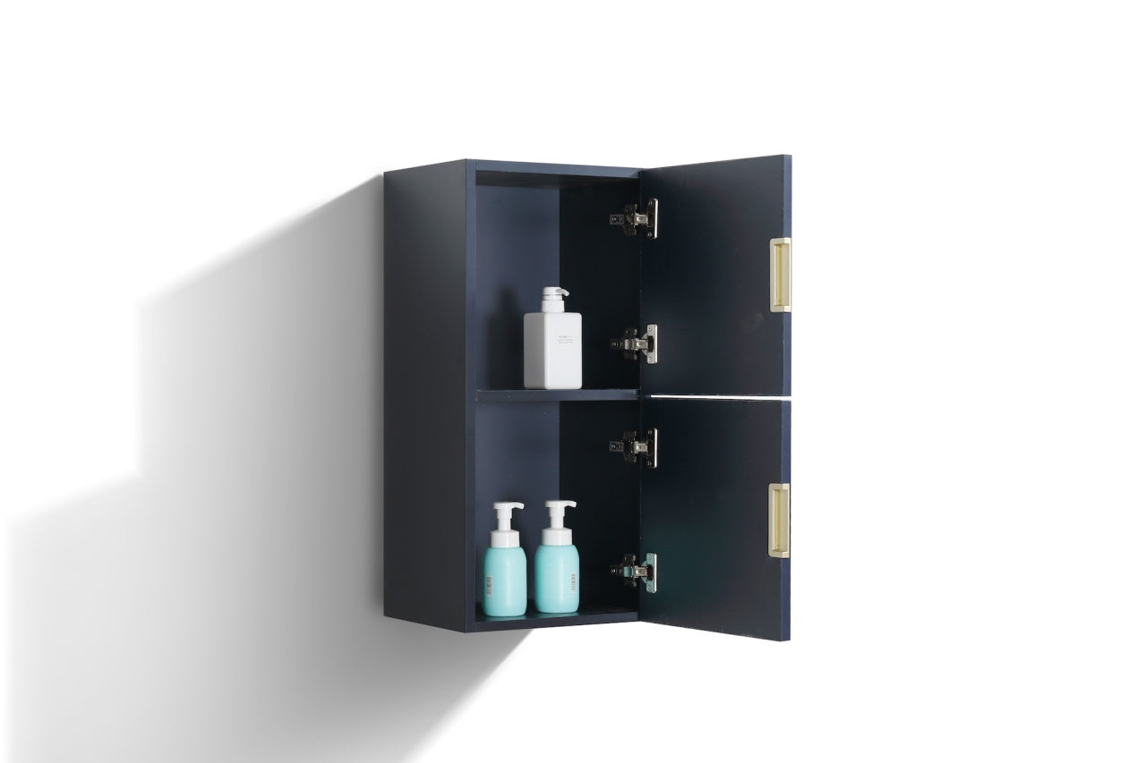 Bathroom Navy Blue Linen Side Cabinet w/ 2 Storage Areas