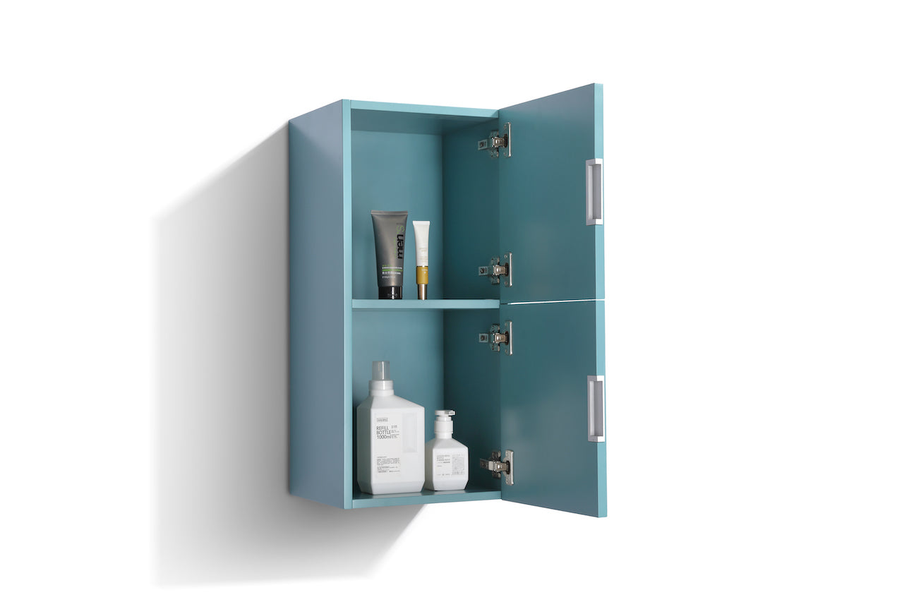 Bathroom Teal Green Linen Side Cabinet w/ 2 Storage Areas