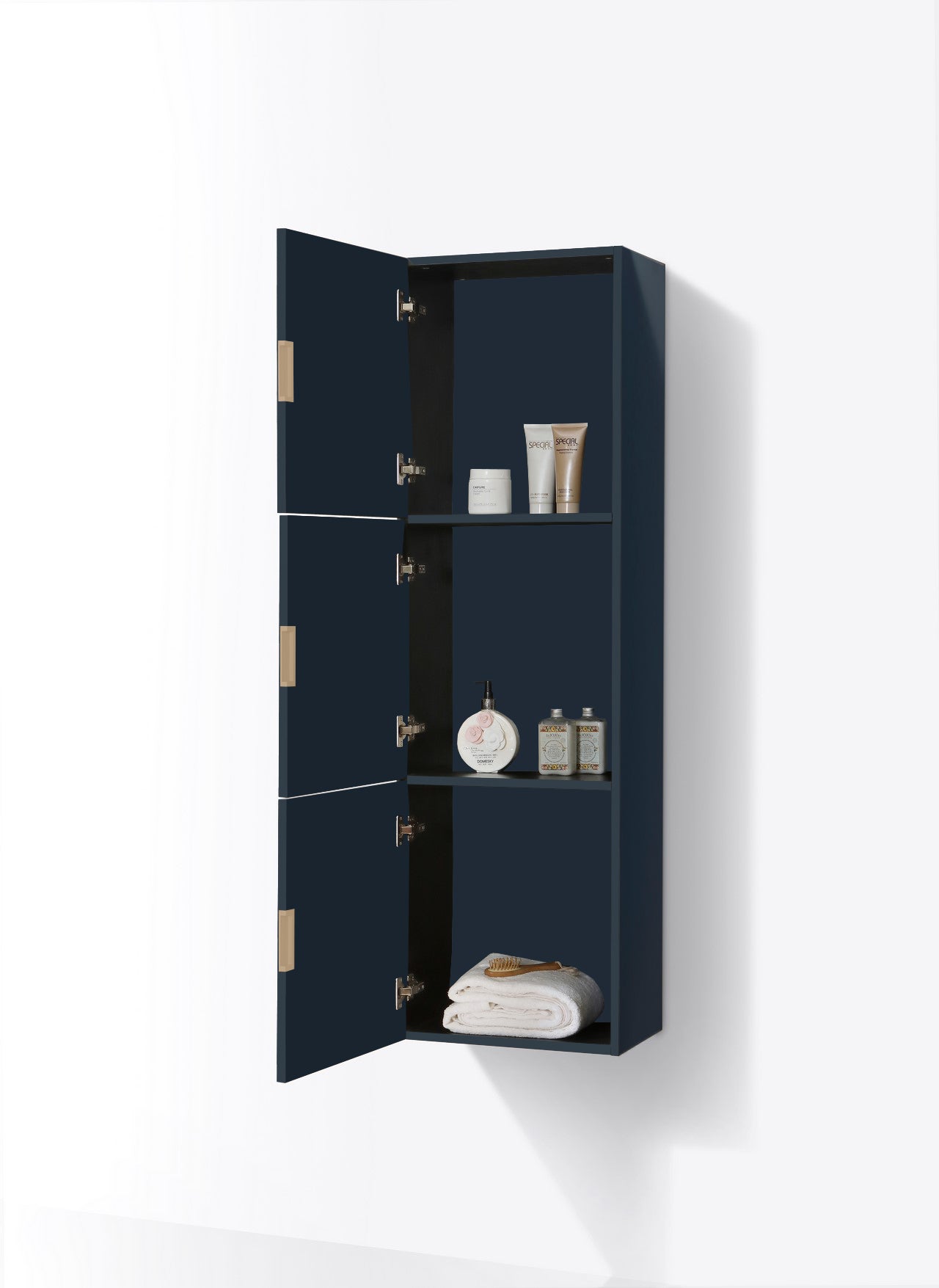 Bliss Blue Bathroom Linen Cabinet w/ 3 Large Storage Areas