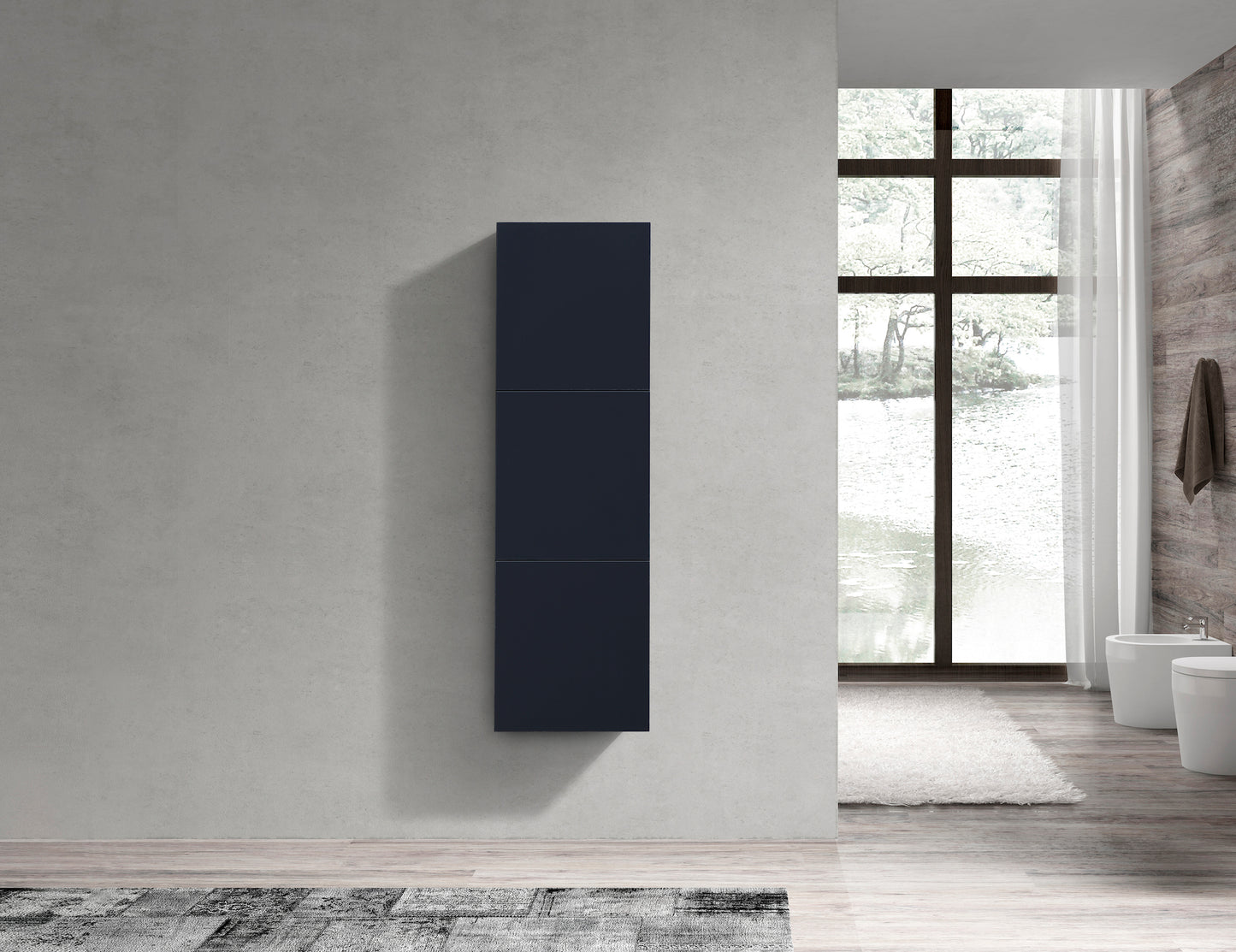 Bliss Blue Bathroom Linen Cabinet w/ 3 Large Storage Areas