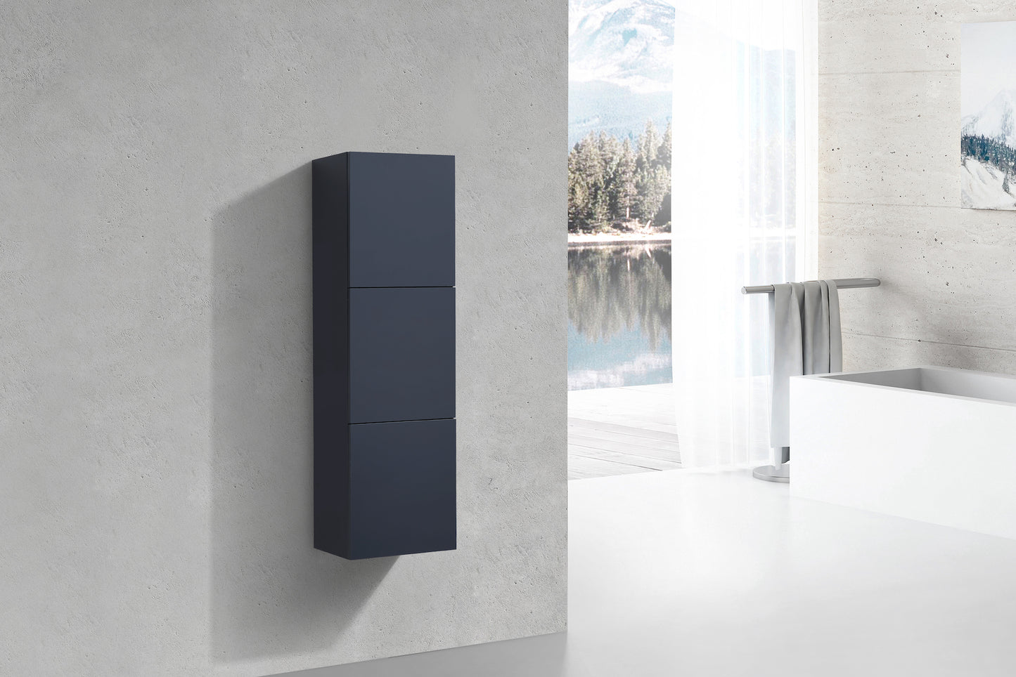 Bliss Blue Bathroom Linen Cabinet w/ 3 Large Storage Areas