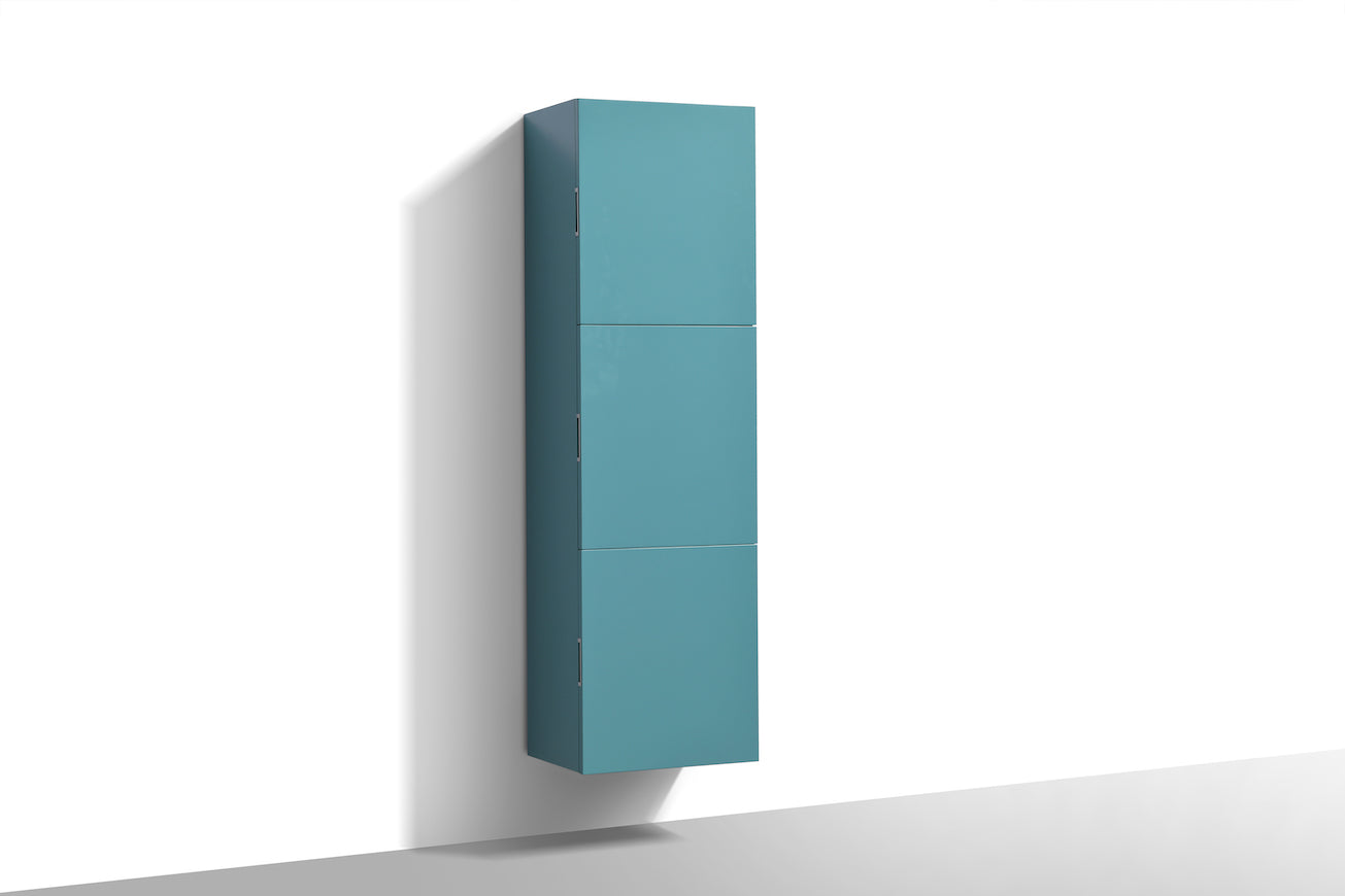 Bathroom Teal Green Bathroom Linen Cabinet w/ 3 Large Storage Areas