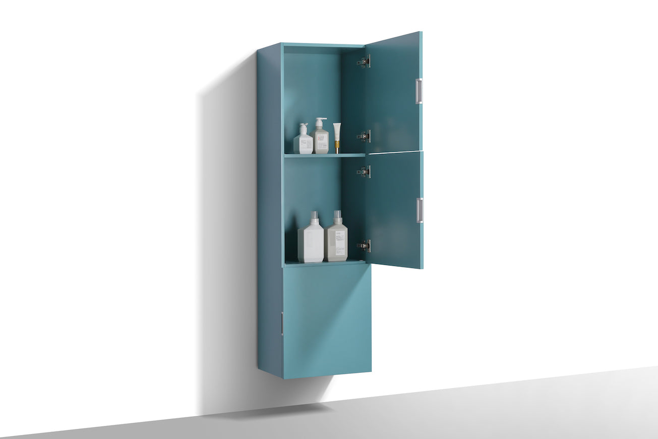 Bathroom Teal Green Bathroom Linen Cabinet w/ 3 Large Storage Areas