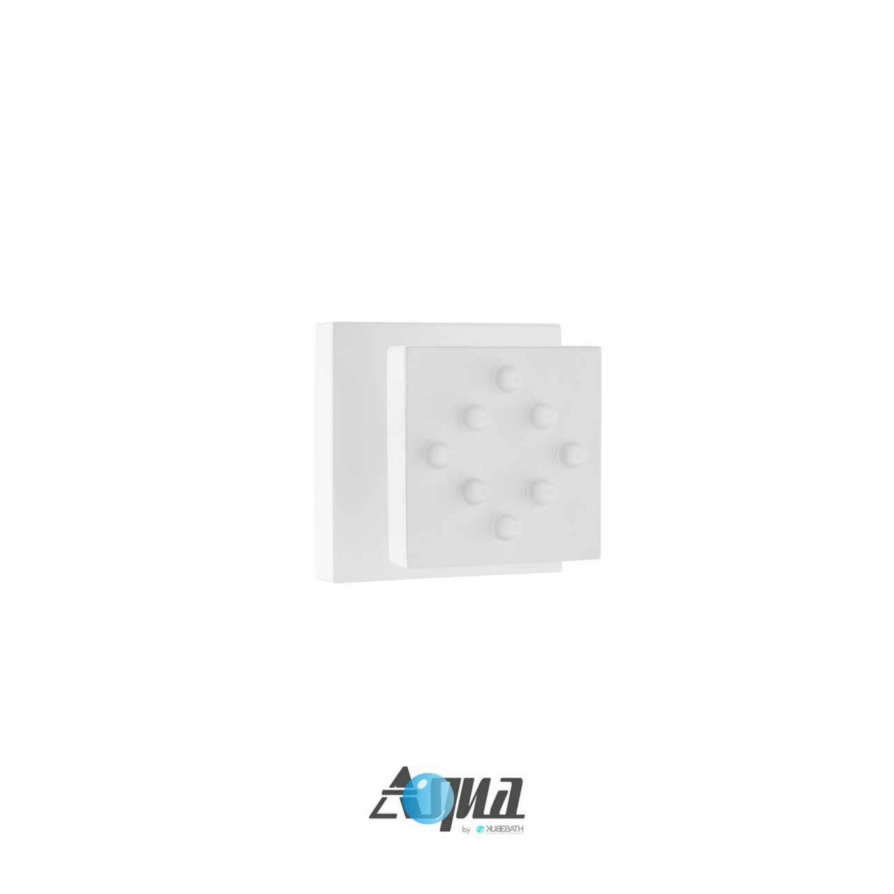 Aqua Piazza White Shower Set w/ 8" Square Rain Shower, 4 Body Jets and Tub Filler