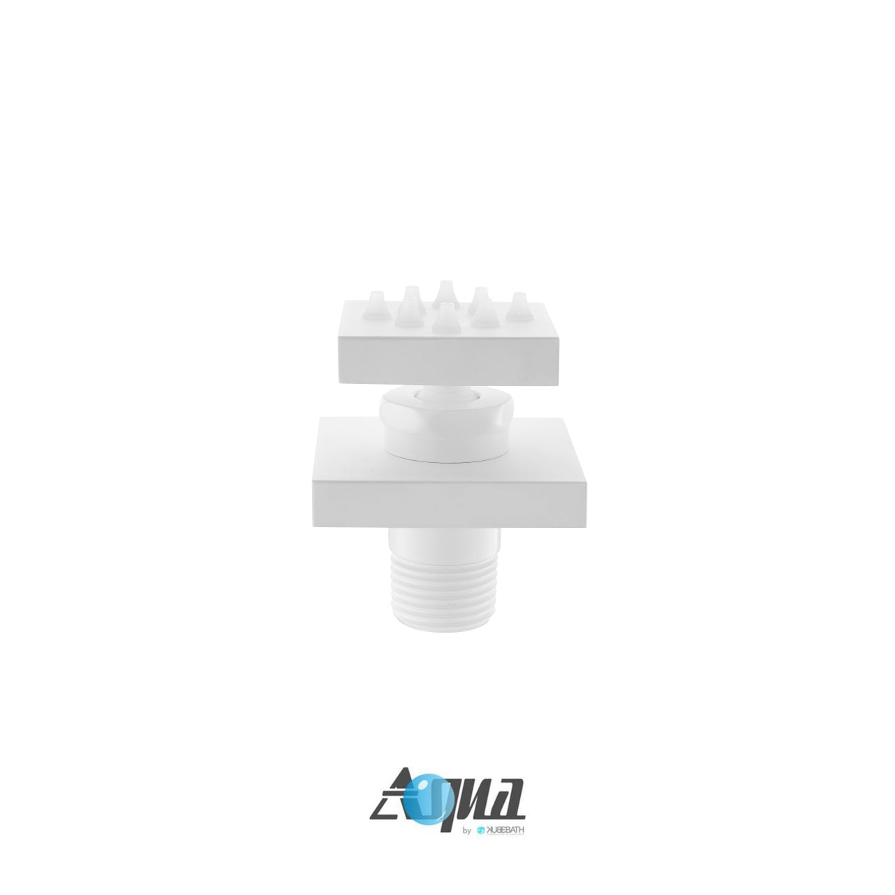 Aqua Piazza White Shower Set w/ 8" Square Rain Shower, 4 Body Jets and Tub Filler