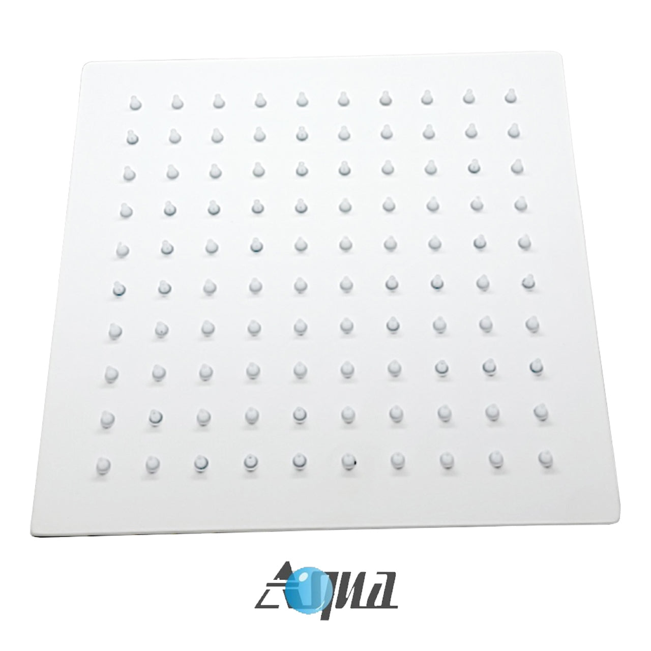 Aqua Piazza White Shower Set w/ 8" Ceiling Mount Square Rain Shower, Handheld and 4 Body Jets