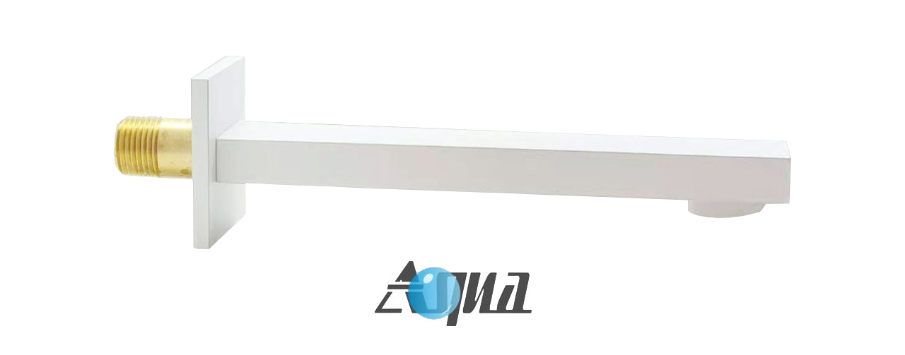 Aqua Piazza White Shower Set w/ 8" Ceiling Mount Square Rain Shower, Handheld and Tub Filler