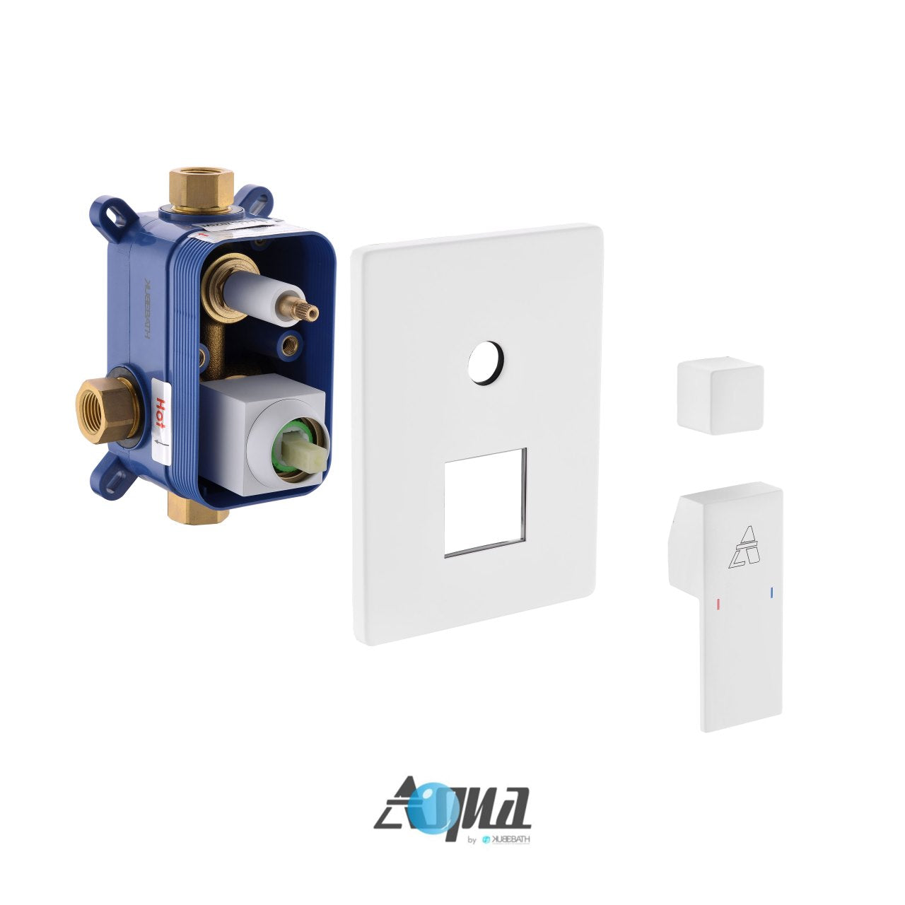 Aqua Piazza by KubeBath 2-Way Rough-In Valve With Cover Plate, Handle and Diverter Matte White