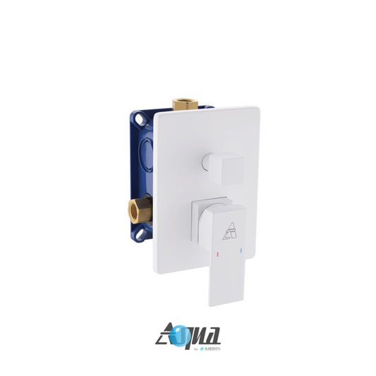 Aqua Piazza White Shower Set w/ 12" Ceiling Mount Square Rain Shower and 4 Body Jets