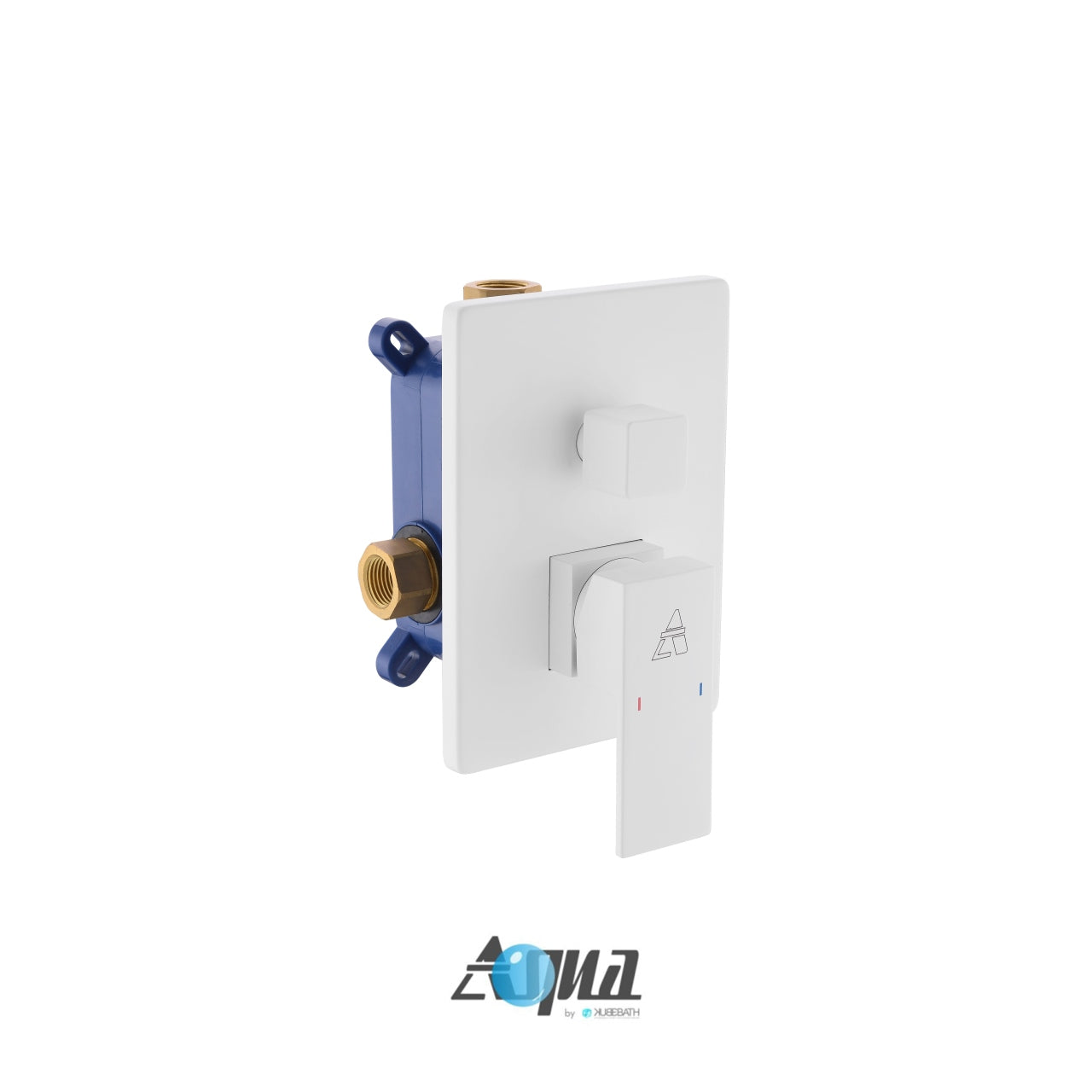 Aqua Piazza White Shower Set w/ 8" Square Rain Shower, 4 Body Jets and Tub Filler