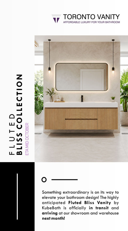 Discover KubeBath’s anticipated fluted oak vanity collection, arriving October.