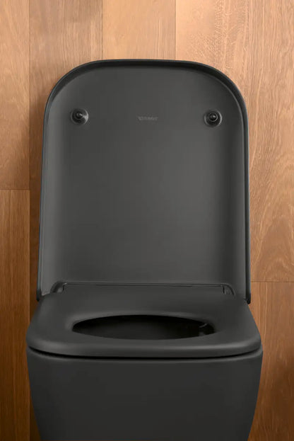 Duravit HAPPY Wall-Mounted Toilet Bowl w/ Soft Close Seat and Cover Matte Black