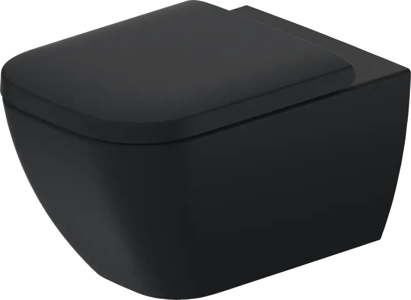 Duravit HAPPY Wall-Mounted Toilet Bowl w/ Soft Close Seat and Cover Matte Black