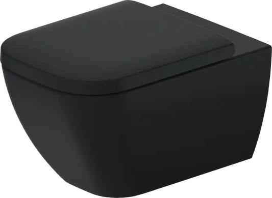 Duravit HAPPY Wall-Mounted Toilet Bowl w/ Soft Close Seat and Cover Matte Black