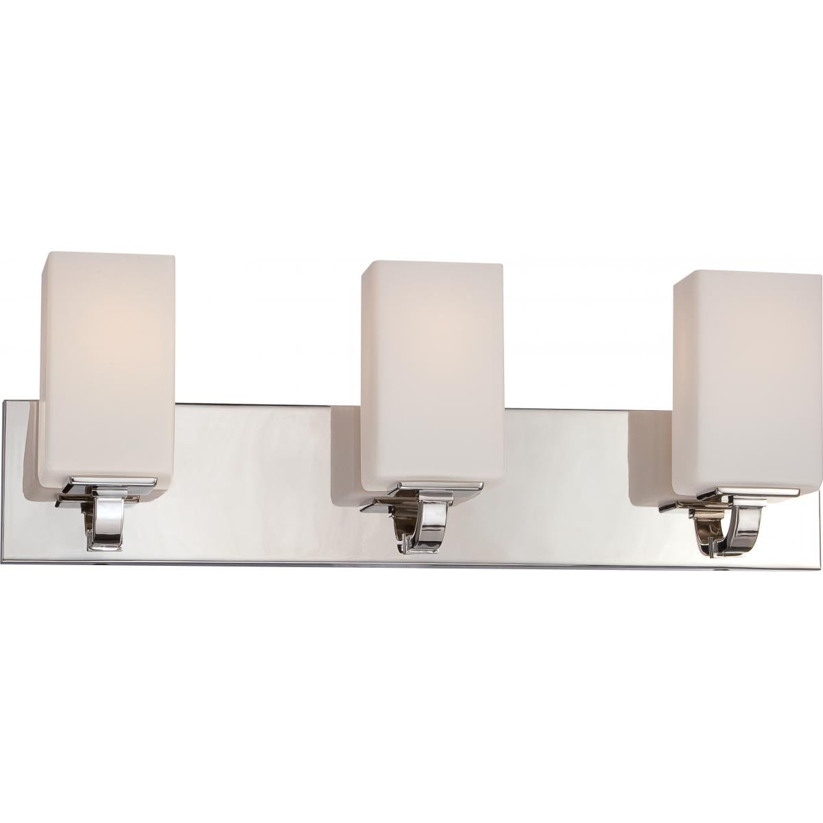 Nuvo Lighting 60-5183 Vista 3-Light Polished Nickel Vanity Light Fixture with Etched Opal Glass