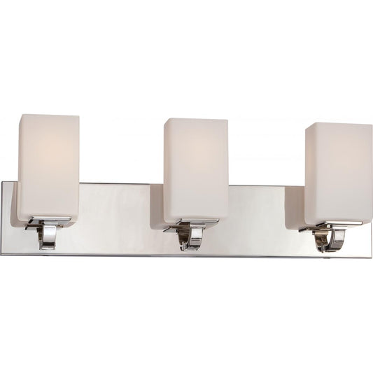 Nuvo Lighting 60-5183 Vista 3-Light Polished Nickel Vanity Light Fixture with Etched Opal Glass