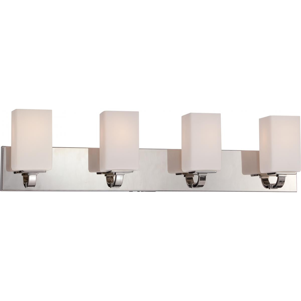 Nuvo Lighting 60-5184 Vista 4-Light Polished Nickel Vanity Light Fixture with Etched Opal Glass