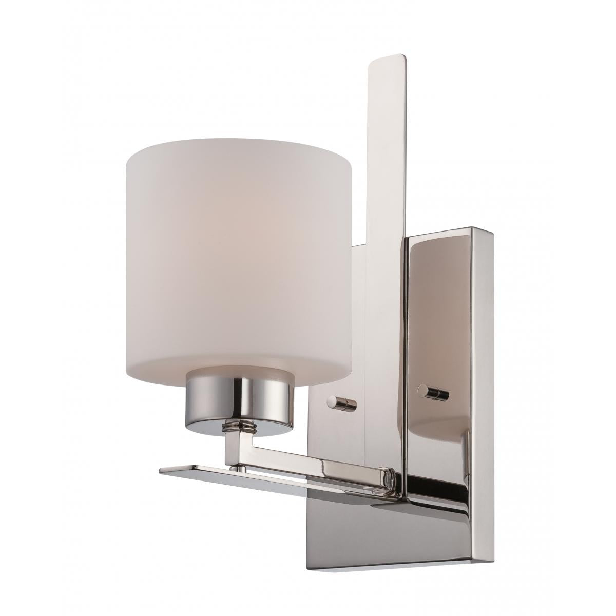 Nuvo 60-5201 Parallel 1-Light Wall Mounted Vanity Light in Polished Nickel Finish with Etched Opal Glass