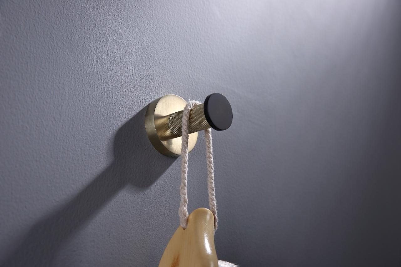Aqua RONDO Single Robe Hook - Brushed Gold & Black