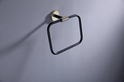 Aqua Rondo Towel Ring - Brushed Gold & Black