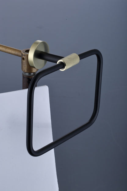 Aqua Rondo Towel Ring - Brushed Gold & Black