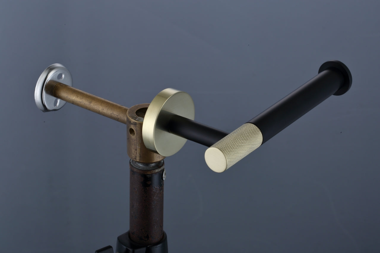 Aqua Rondo Toilet Paper Holder - Brushed Gold & Black
