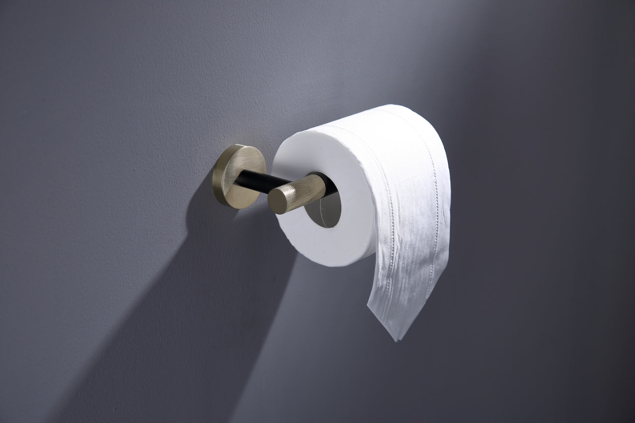 Aqua Rondo Toilet Paper Holder - Brushed Gold & Black