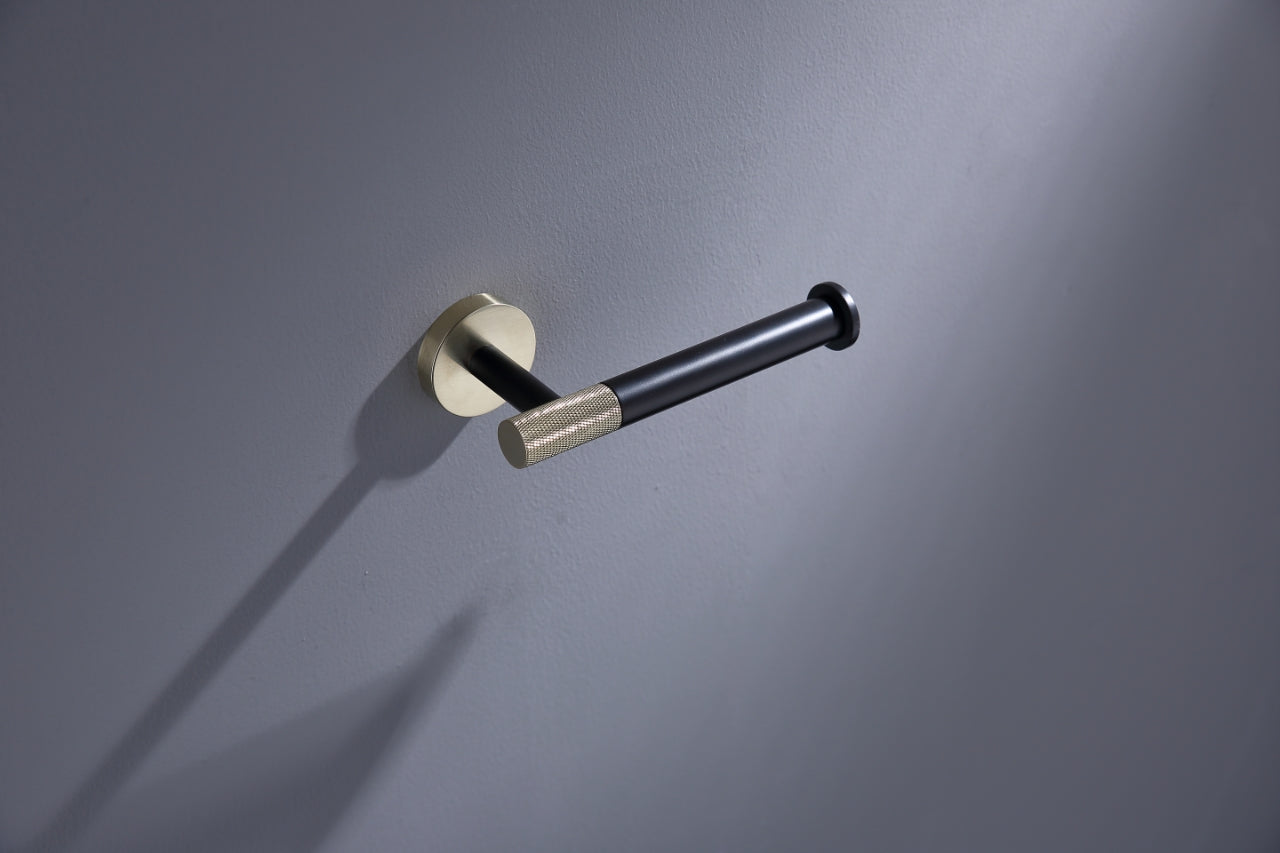 Aqua Rondo Toilet Paper Holder - Brushed Gold & Black