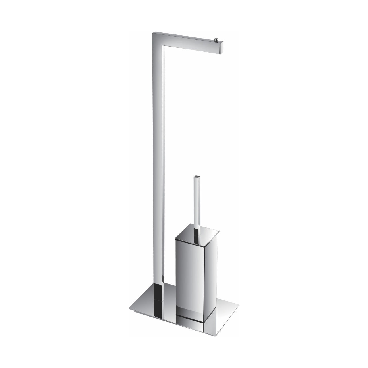 Aqua Piazza by KubeBath Free Standing Toilet Paper Holder With Toilet Brush Chrome