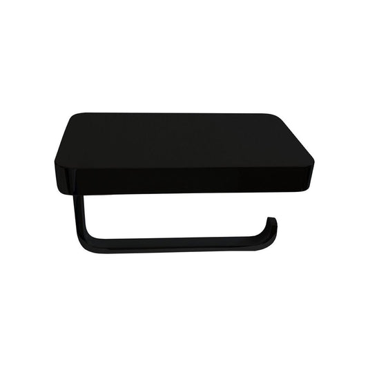Aqua PLATO Toilet Paper Holder with Shelf Black