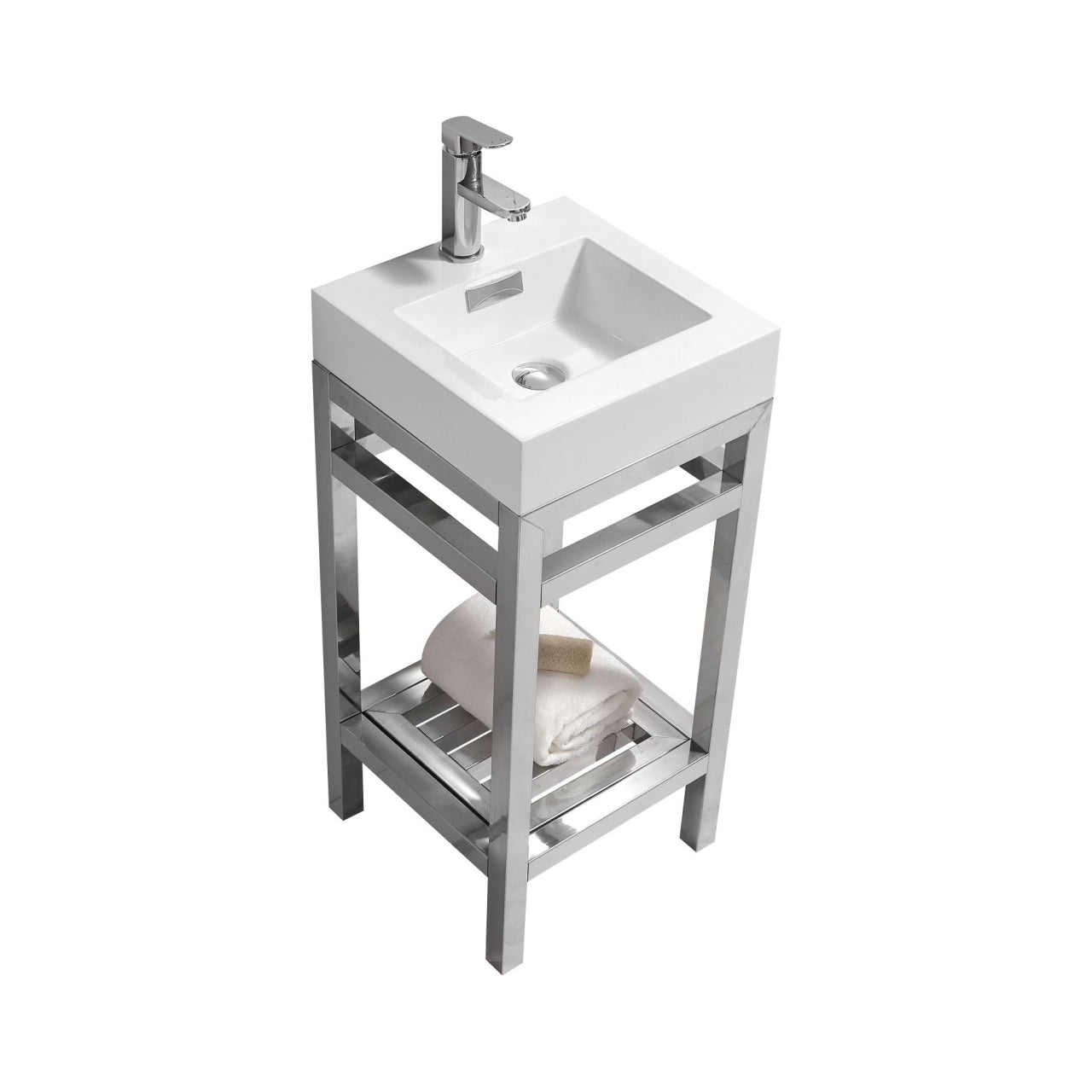 Kube Cisco 16" Stainless Steel Console w/ White Acrylic Sink Chrome