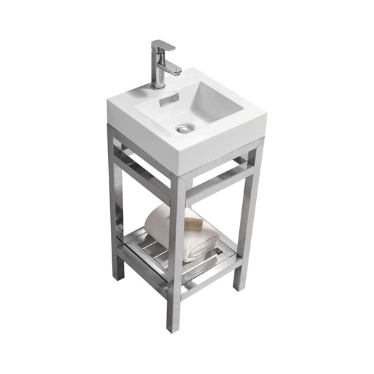 Kube Cisco 16" Stainless Steel Console w/ White Acrylic Sink Chrome