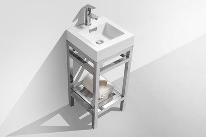 Kube Cisco 16" Stainless Steel Console w/ White Acrylic Sink Chrome
