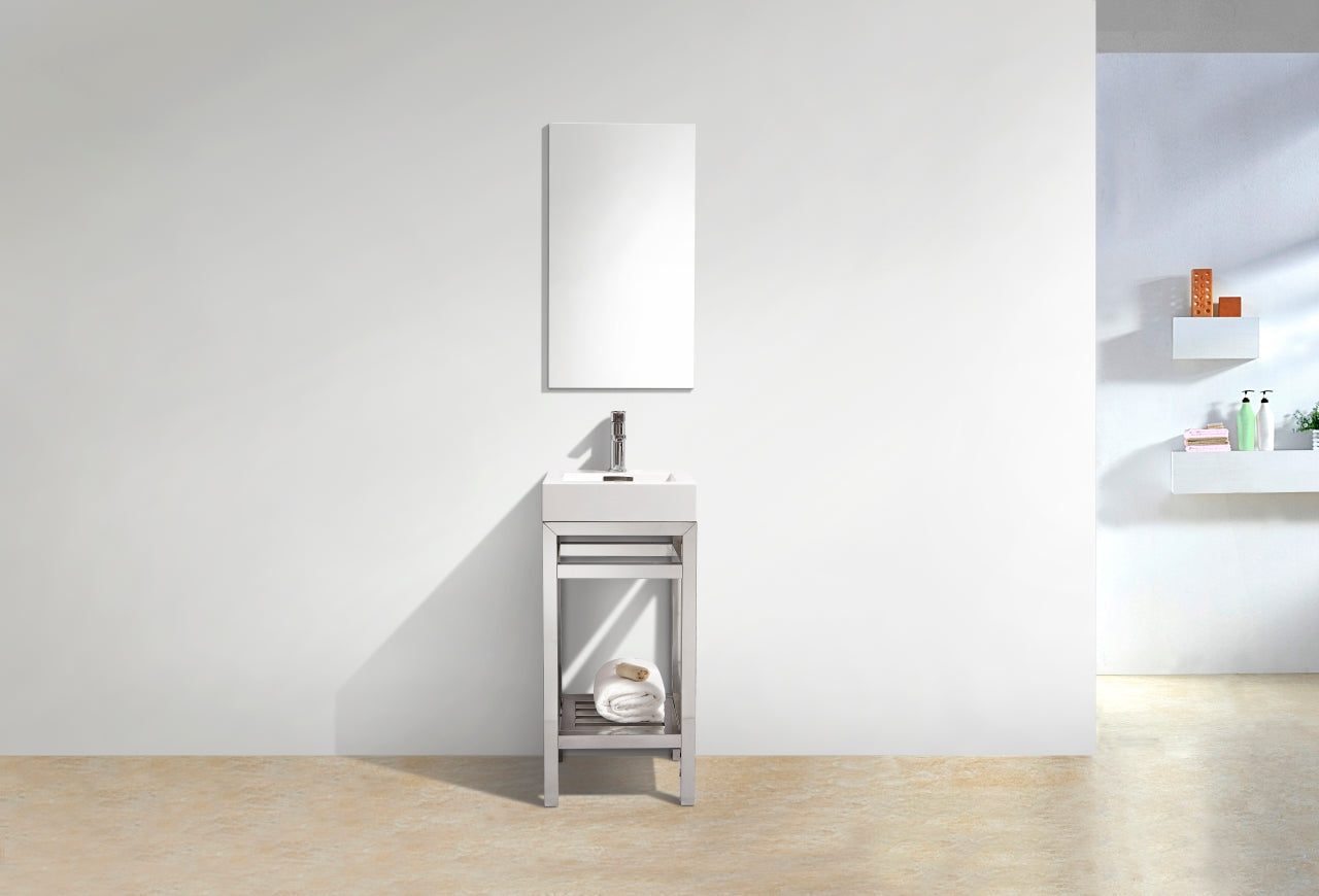 Kube Cisco 16" Stainless Steel Console w/ White Acrylic Sink Chrome