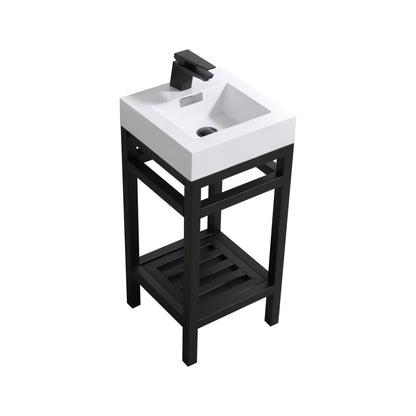 Kube Cisco 16" Stainless Steel Console w/ White Acrylic Sink Matte Black