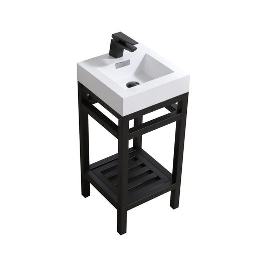 Kube Cisco 16" Stainless Steel Console w/ White Acrylic Sink Matte Black