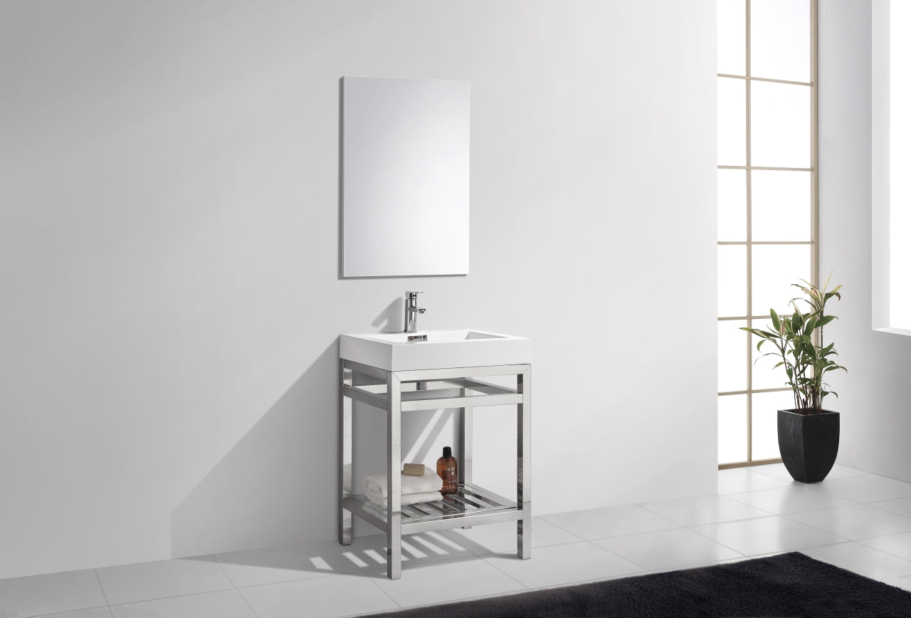 Kube Cisco 24" Stainless Steel Console w/ White Acrylic Sink Chrome