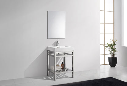 Kube Cisco 24" Stainless Steel Console w/ White Acrylic Sink Chrome