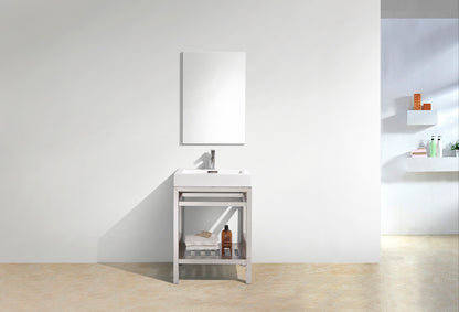 Kube Cisco 24" Stainless Steel Console w/ White Acrylic Sink Chrome