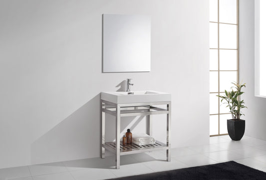 Kube Cisco 30" Stainless Steel Console w/ White Acrylic Sink Chrome