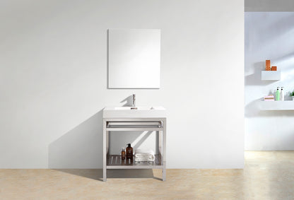 Kube Cisco 30" Stainless Steel Console w/ White Acrylic Sink Chrome