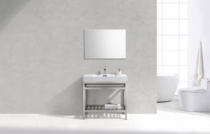 Kube Cisco 36" Stainless Steel Console w/ White Acrylic Sink Chrome