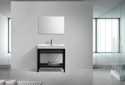 Kube Cisco 36" Stainless Steel Console w/ White Acrylic Sink Matte Black