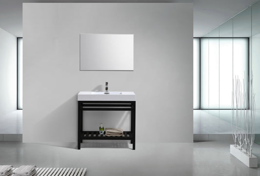 Kube Cisco 36" Stainless Steel Console w/ White Acrylic Sink Matte Black